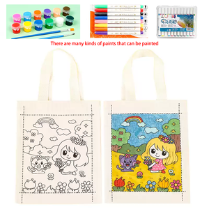 Dibujo para niños Diy juguete para regalo lienzo bolso de mano lleno de Color Diy ecológico Graffiti bolsa de lona de algodón - Product Image 6