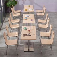 Vente en gros de chaises et tables de restaurant commercial contreplaqué laminé bois courbé pour cafés et hôpitaux en acier