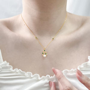 טינון 925 כסף סטרלינג גפן לבן שרשרת תליון פנינה טבעית שרשרת תליון זהב מצופה זהב לנשים x799 - Product Image 6