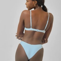 Maillot de bain push-up bleu ciel en tissu nylon recyclé, design personnalisé, avec armatures et rembourrage amovible, ensemble bikini