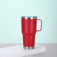 Gobelet isotherme en acier inoxydable avec revêtement en poudre, réutilisable, pour le camping, avec logo personnalisé, anti-fuite, 30 oz, avec poignée soudée