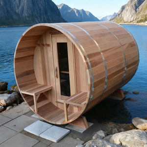 ساونا برميلية خارجية فاخرة من خشب الأرز الأحمر لشخص أو شخصين مع سخان هارفيا، من مورد ذو خبرة 20 عامًا - Product Image 1