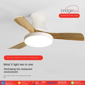 Lámpara de Techo Plana de Madera de 56 Pulgadas con 3 Aspas, Ventilador Integrado con LED y Control Remoto - Lámpara de Ventilador para Restaurante - Product Image 2