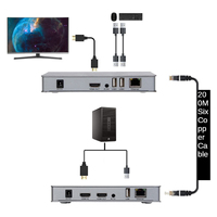Extensor KVM HDMI sobre IP Justlink H.264 200M 1080p, Cable de Red Ethernet Cat6 RJ45, Ratón y Teclado para Monitor de PC