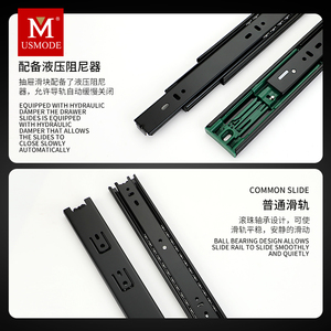Meilong phần cứng chất lượng hàng đầu (Phật sơn chất lượng) 3-Fold mềm-close Ball bearing trượt Telescopic ngăn kéo kênh - Product Image 6
