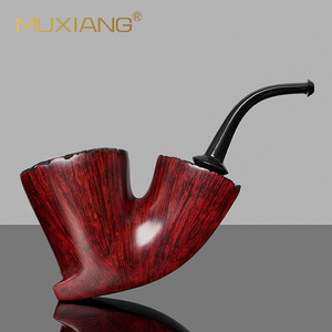 Muxiang Briarwood Handmade Pipe Bent Type With Vulcanized Rubber Mouthpiece Tobacco Pipe For Men - Product Image 3