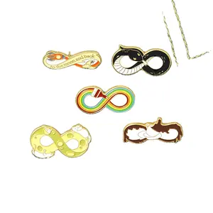 Infinity Symbol Enamel Pins Cheese Coffee Brush Rocket Moon Snake Brooch Lapel Badge Bag Cartoon Jewelry Gift for Kid Friend