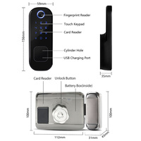 Serrure sans fil étanche Wifi TT App BT Serrure à empreinte digitale Carte à puce numérique Code sans clé batterie Serrure électronique de porte pour la maison