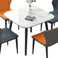 Table à manger carrée en pierre naturelle italienne, style minimaliste, moderne, légère et luxueuse, pour petit appartement