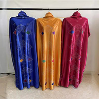 Kaftan africain Kanga pour femmes musulmanes, robe traditionnelle en polyester, maxi décontractée moderne à motifs floraux, Abaya BOUBOU avec diamants