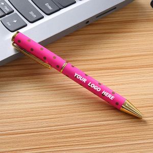 Custom Printed Polka Dot Ballpoint Pens - Bulk Metal Pens for School & Office Giveaways - Product Image 1
