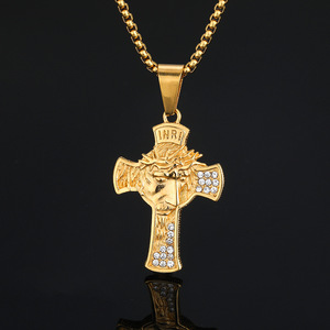 Fatingna Punk Phong Cách <span class=keywords><strong>Retro</strong></span> Thép Không Gỉ Mạ Vàng Lớn Mặt Dây Chuyền Vuông Vòng Cổ Ngọc Trai Cổ Điển Liên Kết Chuỗi Với Kim Cương Cho Món Quà - Product Image 2