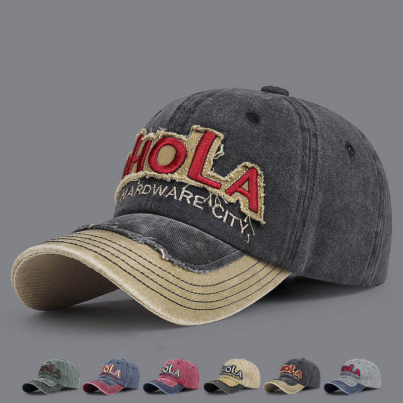 Retro Diagonal Baseball Cap 6-piece Dual Color Design with Embroidered ...