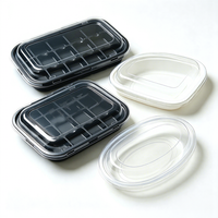 Boîte à compartiments multiples en PET de qualité alimentaire avec couvercle, taille et épaisseur personnalisées, séparateur alimentaire, conteneur d'emballage en plastique
