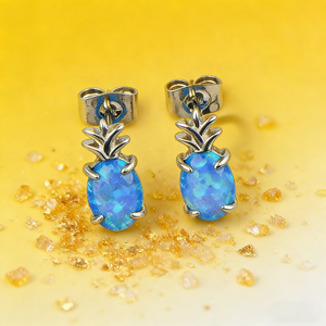 Boucles d'oreilles opales tendance pour femmes - boucles d'oreilles à clous en forme d'<span class=keywords><strong>ananas</strong></span> - boucles d'oreilles simples et mignonnes de style étudiant - Product Image 6