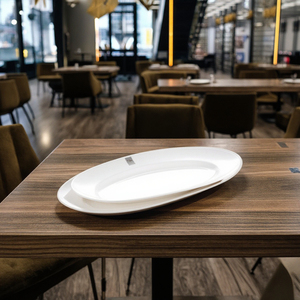 Vente en gros en usine Assiettes ovales en mélamine en plastique pour grand restaurant de 20 pouces blanches - Product Image 3