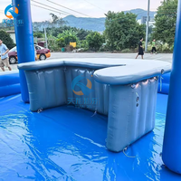 Bar aquatique gonflable commercial mobile 6x6m, capacité 300kg, installations de divertissement, garantie 2 ans pour parcs et jardins
