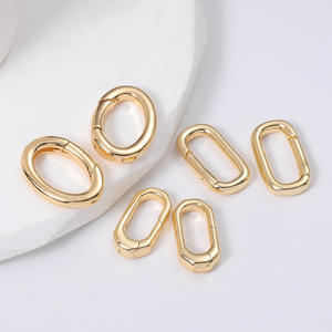 트렌디한 18K 금도금 황동 타원형 푸시 클라스프 카라비너 스프링 클라스프 DIY 수제 보석 제작 액세서리 - Product Image 2