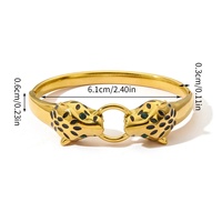 Bracelet et Jonc Double Babouche en Acier Inoxydable 316L pour Femme, Plaqué Or, Zircon Émeraude, Bijoux de Fête Étanche