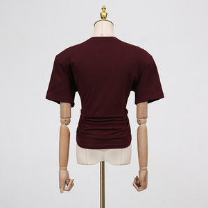 T-shirt Femme Style Décontracté Nouvelle Collection Été 2026 Col Rond Couleur Unie Design Minimaliste Coupe Ajustée - Product Image 3