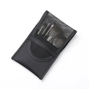 B-07 패션 블랙 작은 크기 스토리지 가방 메이크업 브러쉬 가방 사용자 정의 도매 개인 라벨 커버 화장품 가방