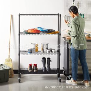 Hanlinchang Metal Products Factory 4 Tier Adjustable Heavy Duty Storage <b>Rack</b> <b>Wire</b> Mesh Black Garage <b>Shelves</b> - Product Image 1