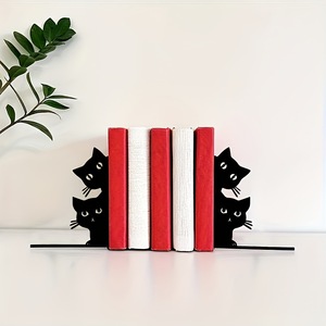 Cute Black <strong>Cat</strong> Peeking Design Bookend Creative Cartoon Desktop Book Holder Novelty Office Home Decorative <strong>Figurine</strong> - Product Image 3