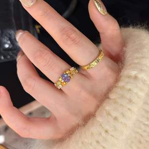 Anillo de Tulipán Morado Hada de las Flores, Plata de Ley S925, Chapado en Oro, Anillo de Lujo de Alta Gama, Estilo Antiguo Exquisito, Incrustaciones, Estilo Hip-Hop - Product Image 2