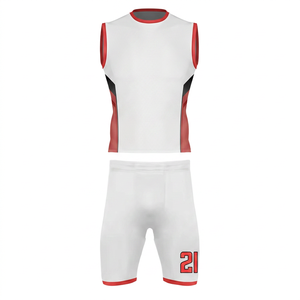 Custom Men's Basketball Jersey Set <b>White</b> Sleeveless Sublimated Moisture Wicking Athletic Fit Basketball Jersey - Product Image 6