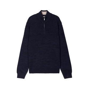 Pull à col camionneur côtelé rayé pour homme, sensation premium, douceur améliorée, respirant, coupe ajustée pour un style décontracté sophistiqué - Product Image 1