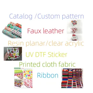 Custom or catalog Printed Faux Synthetic Leather Resin planar ribbon UV DTF sticker in Craft DIY Handmade Materials