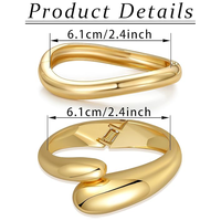 2Pcs Bracelet en or plaqué or 14K Bracelets à manchettes larges Trendy Minimalist Open Hingted Irregular Stack Bracelet Bijoux Cadeaux