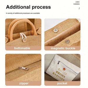 Bolsas de Yute Ecológicas Grandes Personalizadas al por Mayor, Bolsas de Compras de Yute y Lino, Bolsas de Arpillera para Bodas y Turismo - Product Image 6