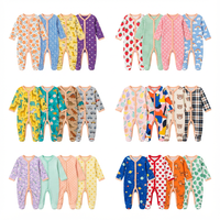 Combinaisons pour bébé à motifs variés, directement de l'usine, motifs aléatoires, manches longues, en coton, pyjamas pour nourrissons, essentiels pour nouveau-nés
