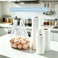 Sac de courses transparent en plastique, imperméable, jetable, avec poignée, personnalisable avec logo, pour supermarché