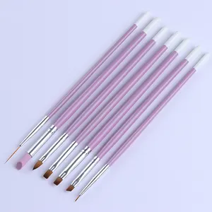 7 Pcs Nail Brush Set Pink Handle Gradient Acrylic Nails Painting Nails brush set