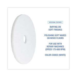 18 pouces. Pads de polissage blancs pour sols en bois, modèle BWK4018WHI (5/carton) - Product Image 3