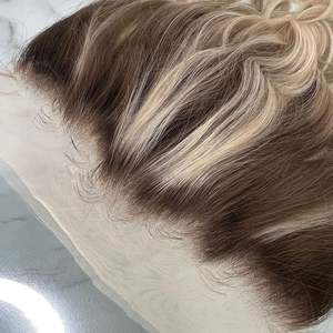 Nuovo arrivo HD pani frontali europei capelli Color marrone cinereo con evidenziazione HD pizzo frontale sistema di sostituzione dei capelli per le donne - Product Image 2