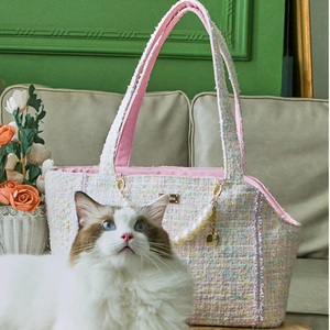 Borsa da Viaggio di Lusso in Tweed per Cani e Gatti di Design per Cuccioli e Gattini - Product Image 4