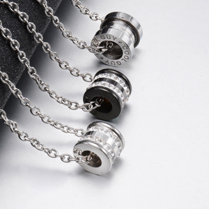 Diamond Pendant Necklace Unisex <b>Titanium</b> Steel Round Brilliant Cut Natural Diamond Everyday Wear - Product Image 2
