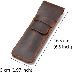 Estuche para Bolígrafos de Cuero, Funda Cosida de Cuero Genuino en Color Marrón, Negro y Marrón Oscuro para Herramientas de Escritura y Suministros de Oficina - Product Image 5