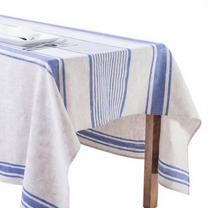 Mantel Rectangular de Algodón Jacquard Geométrico Azul, Estilo Americano, Ecológico, Resistente al Calor y Lavable, Decoración para el Hogar - Product Image 1