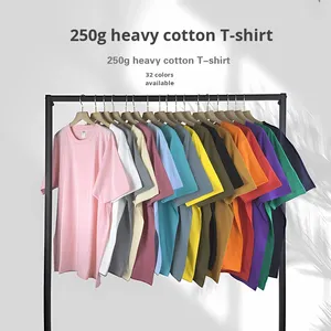 T-shirt décontracté à manches courtes pour homme, 100 % coton épais 250g, anti-boulochage, imprimé, couleur unie, tendance estivale - Product Image 2
