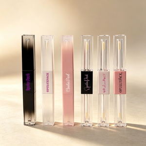 Tube de brillant à lèvres carré double embout 2-en-1 de 3 ml et 6 ml, étiquette privée, dégradé noir, blanc, rose, vide, pour huile à lèvres - Product Image 4