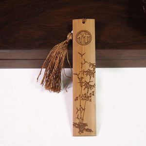High Quality Bamboo Wood <b>Bookmark</b> Custom Logo Carved Engraving DIY Wood Crafts - Product Image 1