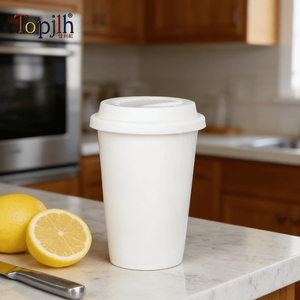 Topjlh <span class=keywords><strong>Tasse</strong></span> <span class=keywords><strong>en</strong></span> porcelaine blanche à double paroi de 300 ml avec couvercle <span class=keywords><strong>en</strong></span> silicone Vente <span class=keywords><strong>en</strong></span> <span class=keywords><strong>gros</strong></span> <span class=keywords><strong>en</strong></span> vrac Fournisseurs de <span class=keywords><strong>bureau</strong></span> Tasses à café thermiques - Product Image 2
