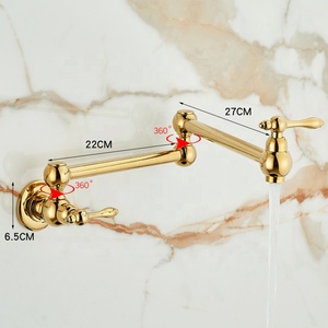 ก๊อกน้ำห้องครัวแบบคลาสสิค Azeta สีทอง รุ่นพับได้ติดผนัง AT888 - Product Image 3
