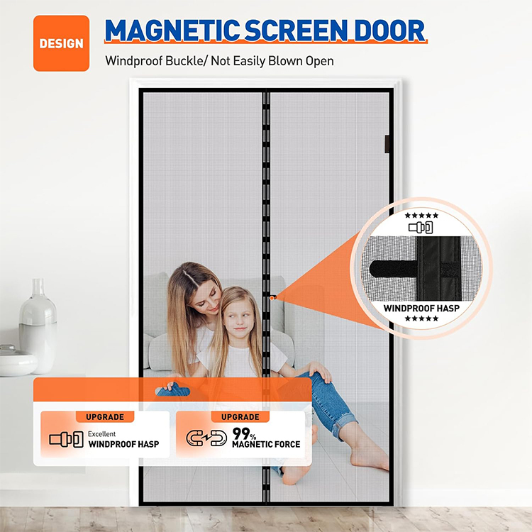Strong Magnet Retractable Screen Magnetic Door Screen Size 76" X 81"Heavy Duty Fiberglass Door Mesh · image 1