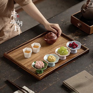 Solid Wood <b>Tea</b> <b>Tray</b> Rectangular Walnut Serving <b>Tray</b> For <b>Tea</b> Set Storage And Fruit Platter Household Use - Product Image 2