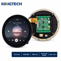 Layar Sentuh Kapasitif Multi-Titik Kingtech 3.4 inci 800*800 1000nits, Layar Sentuh IPS Bulat Bingkai Terbuka untuk Rumah Pintar Raspberry